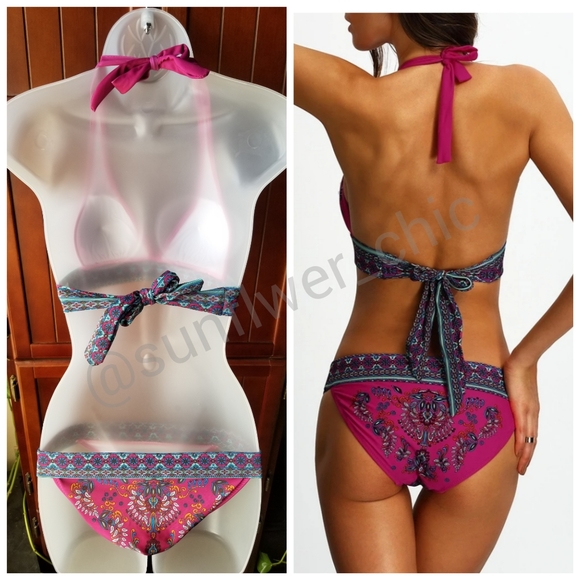 🆕️NEW Tribal/Boho Print Halter Bikini - Picture 7 of 13